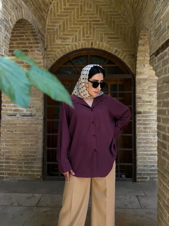 شومیز بیسیک فری سایز زرشکی